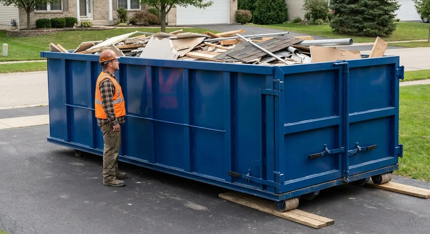 Dumpster loaded correctly to avoid overage fees in Kittanning, PA