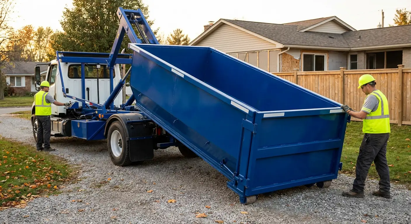 Roll-off dumpster rental delivery truck in Kittanning, PA
