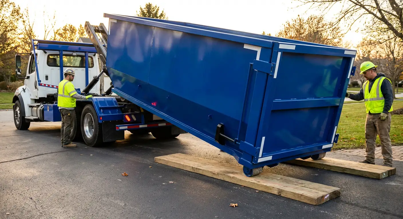 Dumpster delivery on driveway in Kittanning, PA